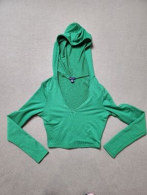 UK2LA Green Cropped Hoodie Top Sz Small